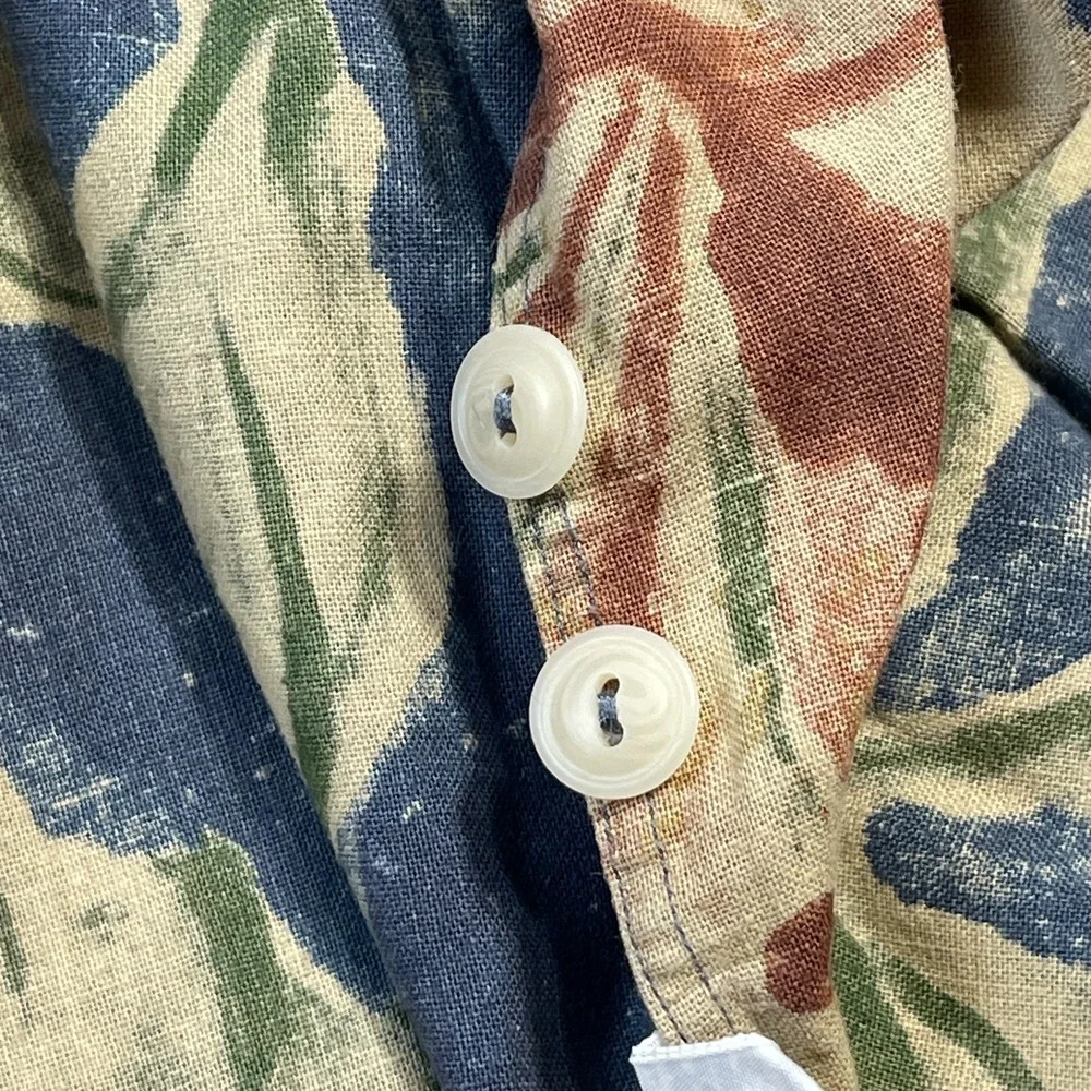Vintage Polo Ralph Lauren Shirt 3XLT Linen Cotton Hawaiian Floral Camp Caldwell
